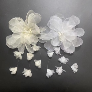 立体欧根纱花边吊须手工花朵 DIY胸花头饰童装婚纱服装辅料装饰花