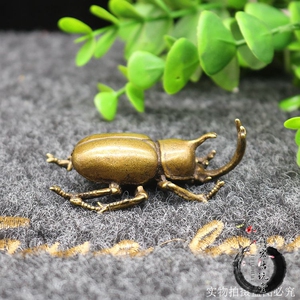 实心黄铜甲壳虫摆件铜独角仙老水牛小摆件昆虫铜虫子茶宠茶道装饰