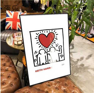 keith haring 凯斯哈林爱心装饰画街头涂鸦风格趣味波普艺术油画