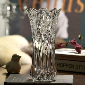 欧式水晶玻璃花瓶客厅装饰品鲜花富贵竹插花瓶花器皿厚重家居摆件