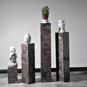 室内天然大理石玄关中式落地摆台客厅酒店会所装饰柱石墩石柱子方