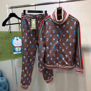 cucci21年新款双g哆啦a梦时尚运动休闲外套男女同款g家酷奇套装女