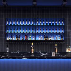 酒吧酒架壁挂酒架子置物架红酒架工业风清吧酒墙吧台酒柜展示柜