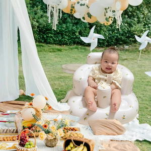 婴儿坐立小神器生日拍照道具ins卡通满月100天纪念日宝宝充气沙发