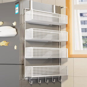 厨房冰箱置物架侧面挂架壁挂式保鲜膜多功能厨房收纳架储物柜铁艺