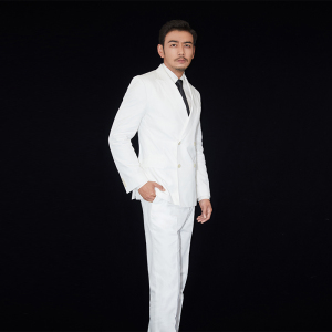杨烁同款白色西服套装男士商务修身西装新郎伴郎婚礼主持人礼服夏