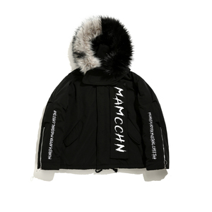 【甜蜜价】mamc国潮阴阳雕拼色3m棉衣嘻哈外套…颜色黑色