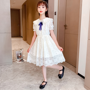 女童连衣裙中童夏装5到6韩版洋气8儿童公主裙9十10岁女孩白色裙子