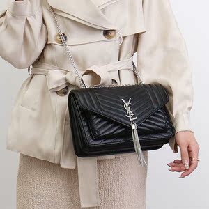 官方宝圣锣兰官网正品新款宝圣罗兰杨树林包包女菱格链条包感软pu