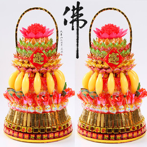 供奉花篮闽南潮汕台湾拜拜供品手工制作糖篮莲花灯菠萝可亮