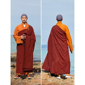 弘通普舵大叶七衣僧服男僧衣秋季木兰色宽叶袈裟和尚咖啡色僧袍