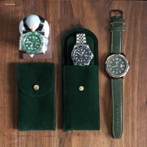 绿色手表收纳包便携手表袋旅行腕表保护袋绒布袋子单个手表收纳袋