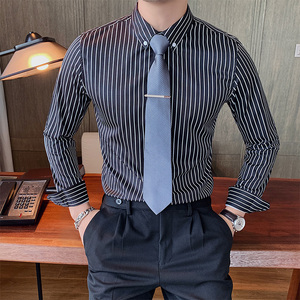 西装衬衫男条纹