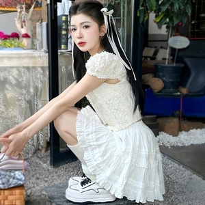 半身裙女2024夏季新薄款法式蛋糕芭蕾丝网纱裙仙女公主裙JK短裙子