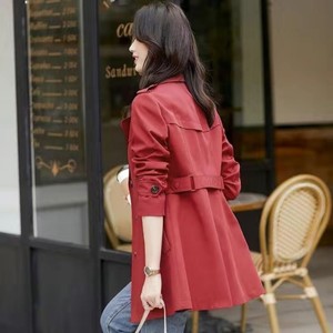 【双层】2023流行新款红色小个子双排扣风衣洋气英伦风春秋短外套