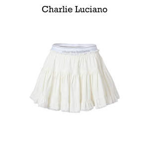 Charlie Luciano织带标识印花高腰半身裙修身显瘦设计感蓬蓬裙潮