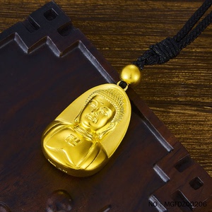黄金古法内镂空平安福大日如来佛牌吊坠足金999重12.33g带证书