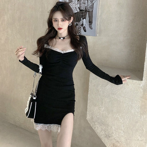 蕾丝连衣裙超短包臀