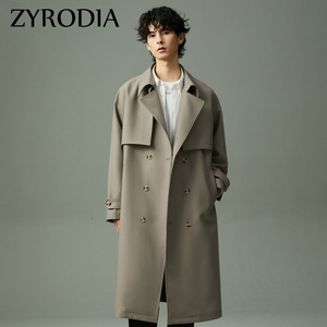 ZYRODIA2024年春秋季新款翻领男士双排扣风衣中长款时尚帅气外套