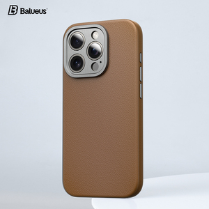 Balueus适用苹果15ProMax手机壳iPhone15Pro保护套新款Magsafe磁吸高级感真皮15全包金属镜头Por黑色pm高端ip