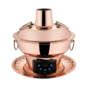 插电铜火锅锅具家用纯紫铜锅电碳两用鸳鸯锅老北京涮羊肉锅打边炉