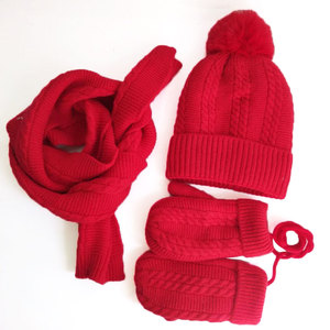 儿童针织毛线帽子围巾三件套秋冬季保暖加绒帽男女大童宝宝帽子潮