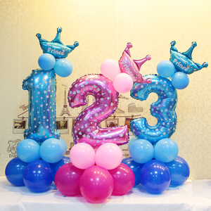 宝宝周岁年龄数字立柱气球路引儿童生日派对趴体布置店铺周年装饰