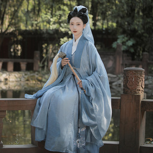 篆香续原创汉服明制夏季绣花交领道袍直领披风腰带宫绦日常全套女