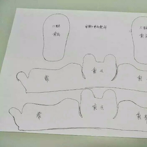 手绘虎头鞋鞋样象鼻子鞋样宝宝单棉鞋纸样 手工diy宝宝鞋图纸样