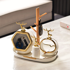 进门口入户玄关放钥匙的收纳盒摆件家居客厅鞋柜新中式装饰品托盘