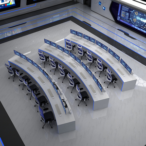 科技感现代控制台调度台操作台网络监控台定制烤漆弧形指挥中心安防