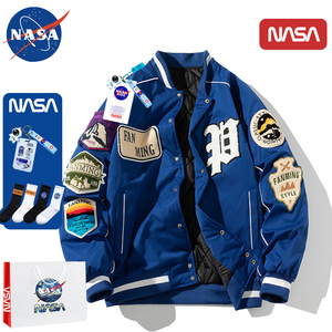 NASA美式棒球服外套男秋冬新款宽松加厚情侣学生飞行夹克棉衣潮牌