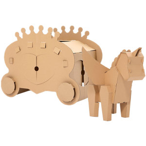 儿童纸箱玩具公主花车模型过家家小屋幼儿园表演道具纸板手工diy