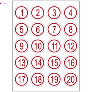 杯子记号识别贴 2cm圆点标签1-50-200不干胶数字贴纸工号标签