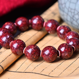 原矿朱砂原石手串全透光晶体砂本命年紫金砂手串男士手链女转运珠