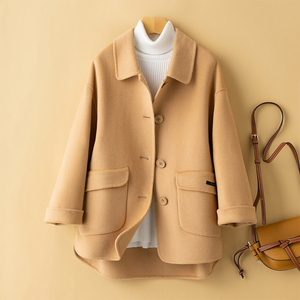 高端双面羊绒大衣女冬季加厚小个子纯羊毛呢子外套短款2022年新款