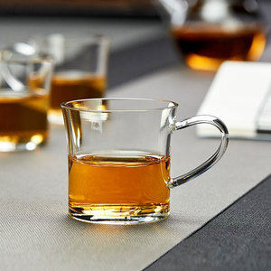 坊 玻璃主人杯个人专用杯男士禅意浮雕水晶高档大号单个茶杯y2o