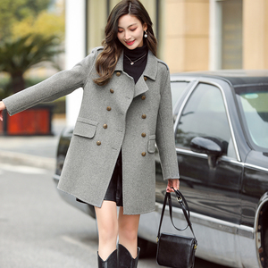 羊绒大衣女士中长款秋冬时尚减龄灰色成熟风小个子双面羊毛呢外套
