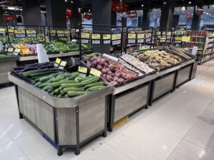 超市蔬菜水果货架展示架永辉款水果蔬菜架高档不锈钢水果货架中岛