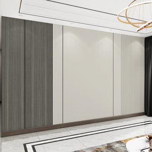 竹木纤维电视背景墙轻奢客厅集成墙卧室装饰隐形门一体快装护墙板