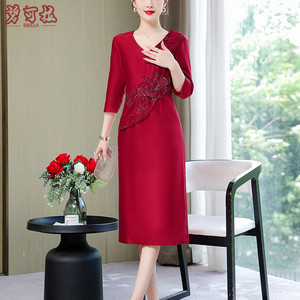 夏季妈妈婚礼高贵连衣裙女喜婆婆婚宴装高端礼服裙子碧可拉旗舰店