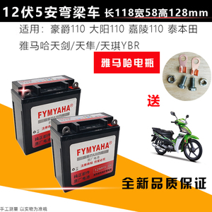 雅马哈摩托车电瓶12v5ah适用于豪爵喜运110弯梁车天剑125干蓄电池