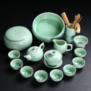 青瓷小鱼茶杯整套功夫茶具套装陶瓷茶壶盖碗简约中式家用泡茶茶具