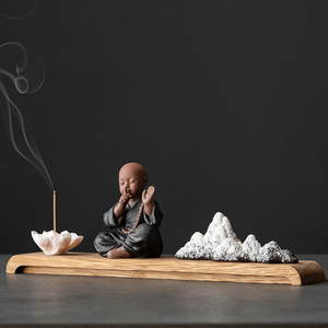 久造紫砂禅意四不小和尚佛系摆件创意陶瓷人物家居客厅玄关装饰品