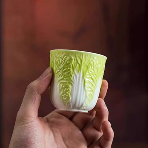 羊脂玉瓷白菜杯百财杯功夫茶杯套装家用品茗杯陶瓷创意茶具装小号