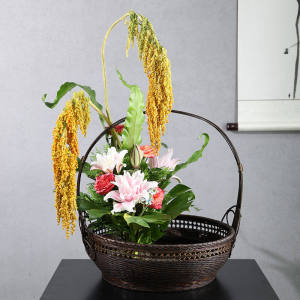 剑山仿古中式插花器皿中华花艺古典竹编花篮竹篮花器禅意居家摆件