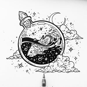 针管笔漫画笔勾线笔黑白风景建筑花卉动物漫画动漫手绘插画画素材