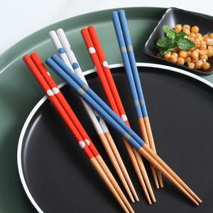 高档木筷子家用日式不发霉一家三口家庭分餐防滑筷子专用高颜值