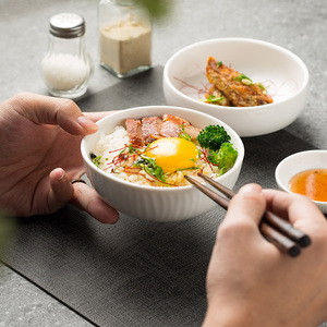 日式吃饭碗家用米饭碗简约白色陶瓷碗小碗高级感吃面碗陶瓷小菜碗