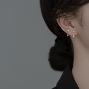 S925纯银单钻星星耳钉女小众夏季2024年新款潮小巧气质独特耳饰